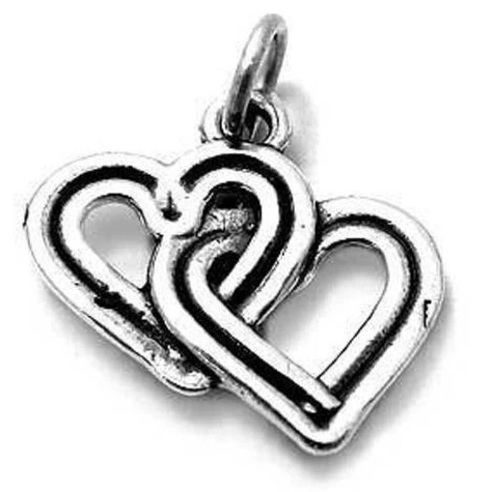 Elegantly Interlocking Hearts Charm In Sterling Silver